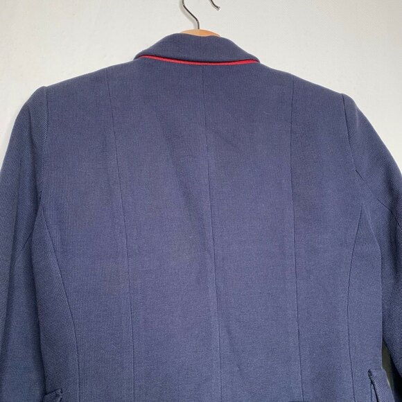 Zara Basic Schoolboy Blazer Knit Navy Blue Womens Sz M Zip Cuffs Single Button - Picture 4 of 10